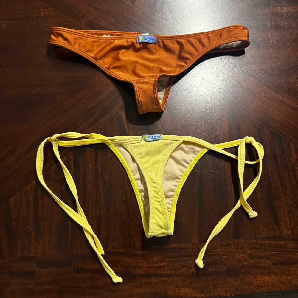 Blue Moves Bikini Bottoms Lot of 2 Size Small Tie Side Yellow & Rust - Picture 3 of 12